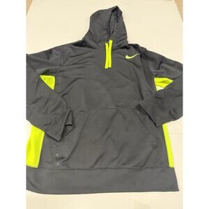Nike Sweatshirt Mens M Black And Yellow Therma Fit Fleece Hoodie Athletic Swoosh